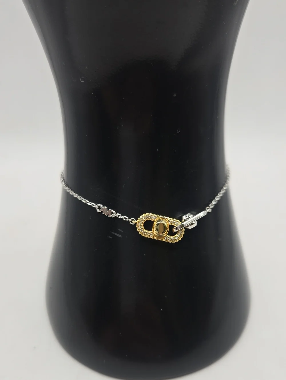NEW Michael Kors Two-Tone Gold and Silver Link Safety Pin Bracelet